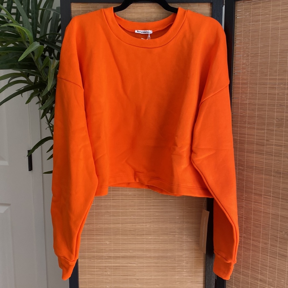 Reformation Orange Sweatshirt Cropped - Picture 4 of 10